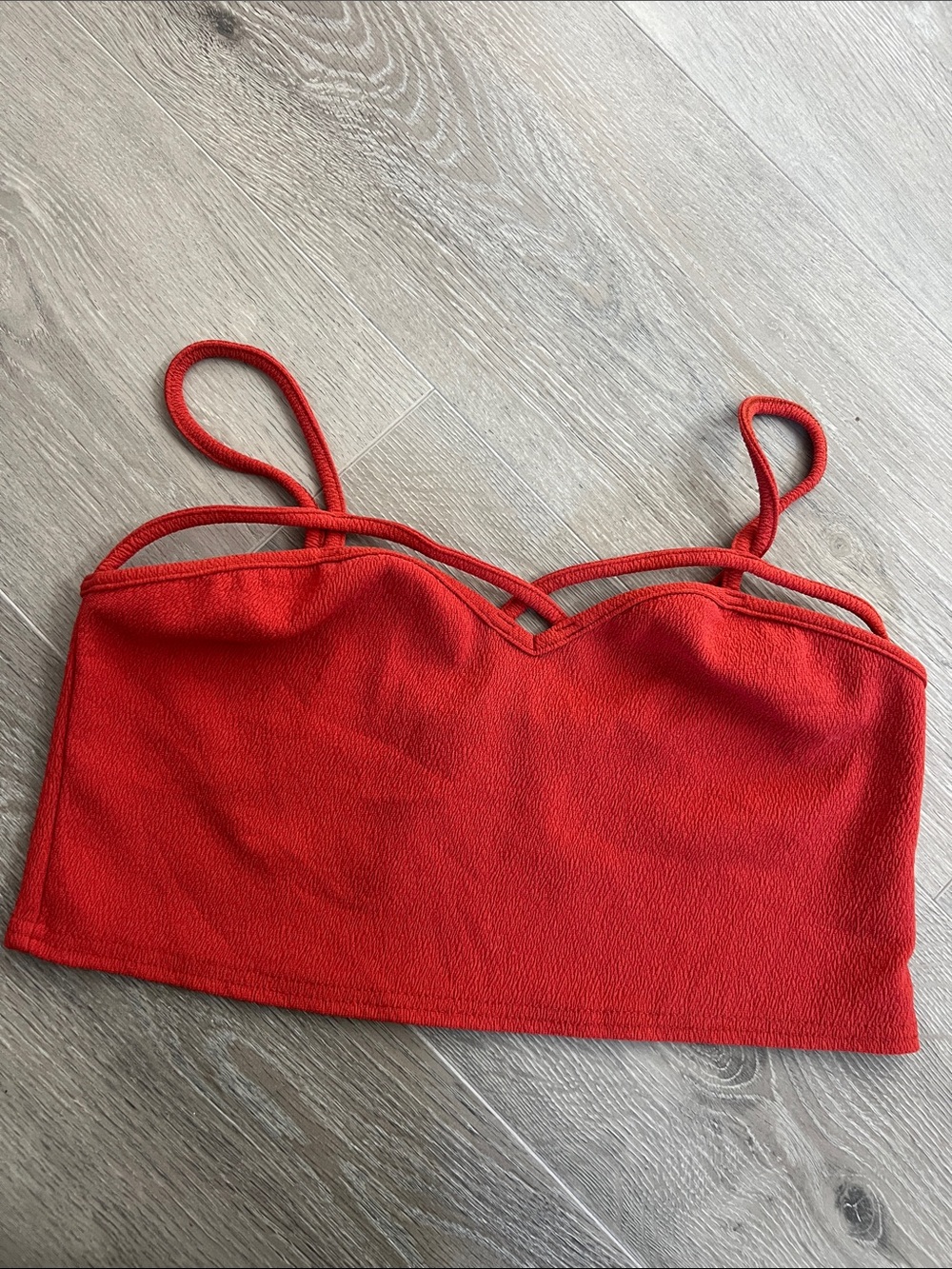 Never worn Boohoo Red Double Strap Cropped Tube Top